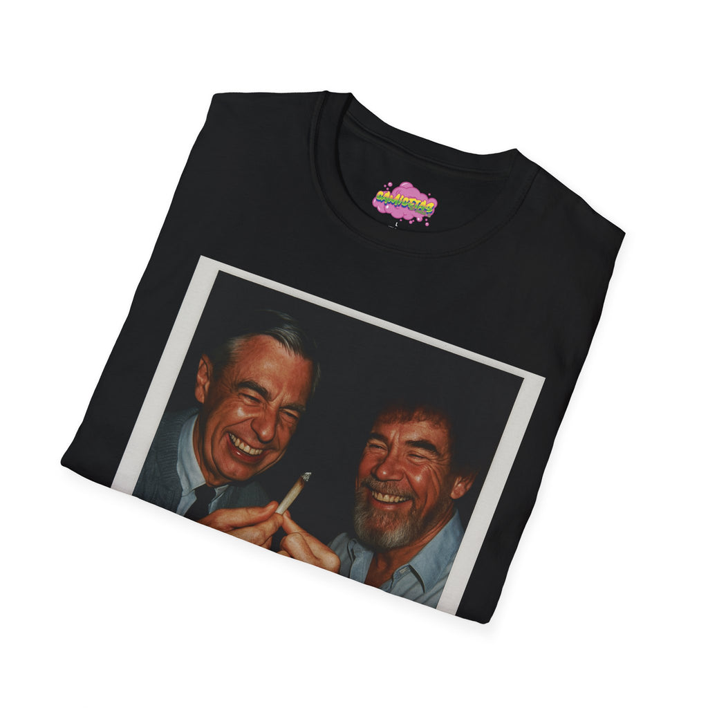 Bob Ross & Mr. Rogers Vintage Photo Print T-Shirt —